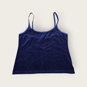 Vintage 90s Victoria's Secret Country navy blue velour cropped camisole tank top